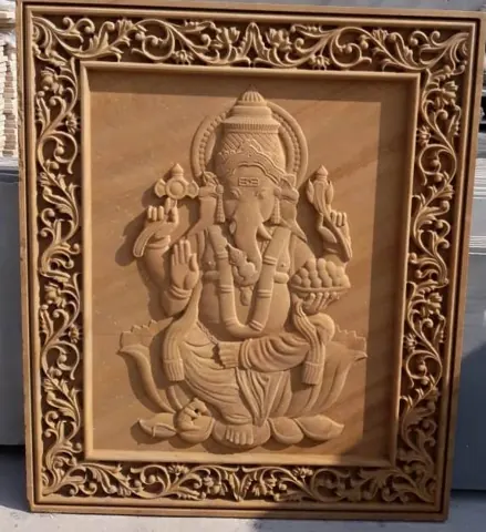 Ganesha with Ornamental Vine Frame Mural — OS-SM-045, view 1