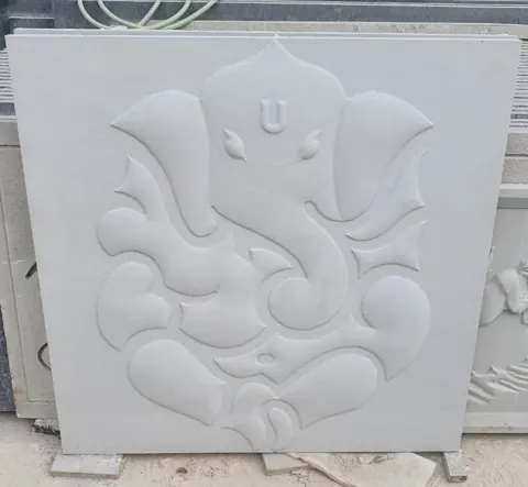 Minimal Seated Ganesha Stone Panel — OS-SM-057, view 1