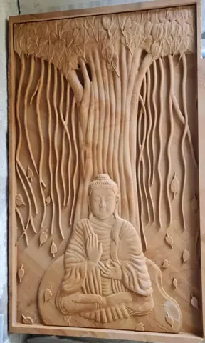 Meditating Buddha Beneath Hanging Roots Mural — OS-SM-025