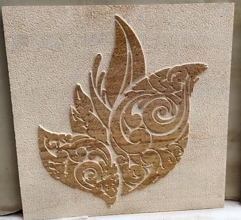 Ornamental Leaf Stone Accent Mural — OS-SM-093, view 1