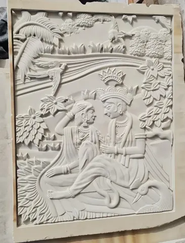 Radha Krishna Pastoral Stone Relief — OS-SM-059