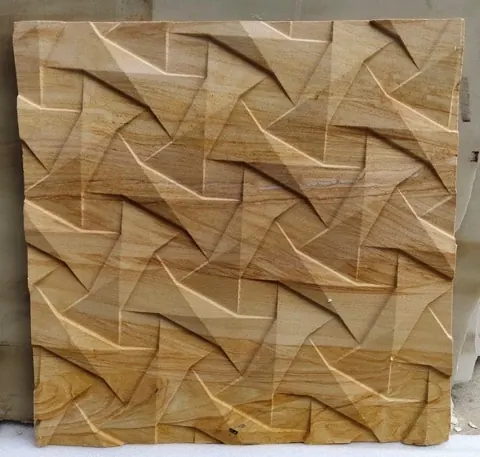 Angular Fold Warm-Toned Stone Panel — OS-SM-083, view 1