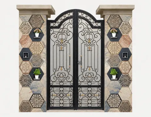 Hexagonal Stone Panels for Entrance Pillars — OS-SM-139, view 1