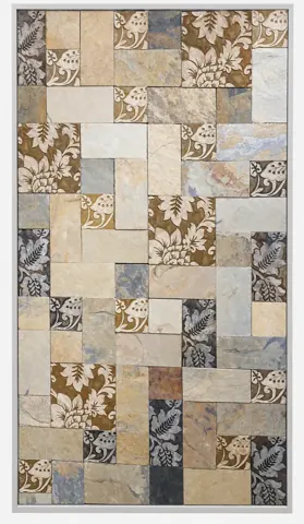 Ivory Botanical Patchwork Stone Panel — OS-SM-161