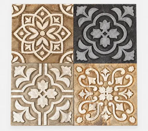 Four Floral Medallions Stone Panel Set — OS-SM-146