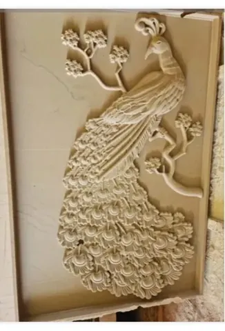 Peacock on Flowering Branch Stone Relief — OS-SM-121