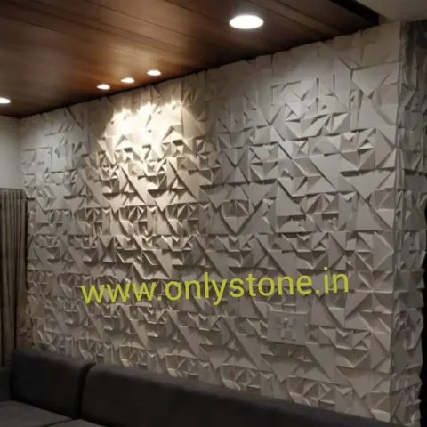 Faceted Triangle Stone Feature Wall — OS-SM-035