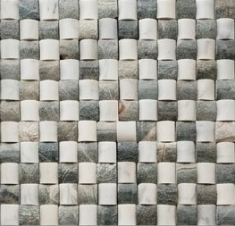 Grey and White Rounded Checker Natural Stone Wall Cladding — OS-NWC-107 Natural Stone Wall Cladding