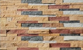 Sand Rust and Grey Strip Natural Stone Wall Cladding — OS-NWC-119 Natural Stone Wall Cladding