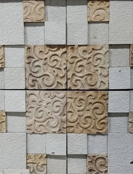 Ivory Ornamental Centre Panel Natural Stone Wall Cladding — OS-NWC-124 Natural Stone Wall Cladding