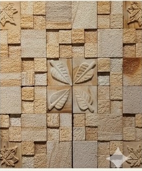 Sand Floral Centre Mosaic Natural Stone Wall Cladding — OS-NWC-131, view 2