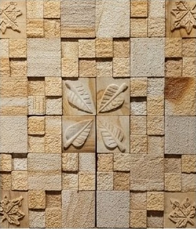 Sand Floral Centre Mosaic Natural Stone Wall Cladding — OS-NWC-131