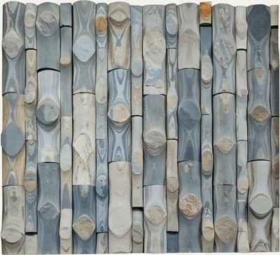 Blue Grey Vertical Rounded Mosaic Natural Stone Wall Cladding — OS-NWC-155