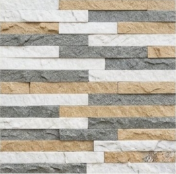 Ivory Grey and Sand Narrow Strips Natural Stone Wall Cladding — OS-NWC-166