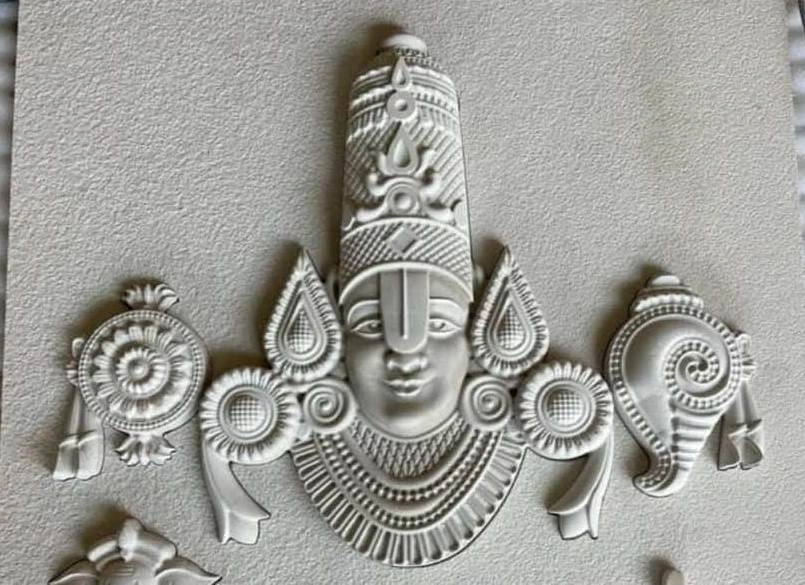 Balaji Portrait with Sacred Emblems Relief — OS-SM-115 Carved Murals
