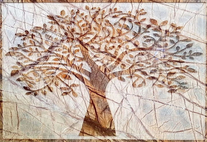 Branching Tree on Veined Stone Mural — OS-SM-092 Carved Murals