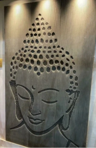 Buddha Face Textured Wall Mural — OS-SM-122 Carved Murals