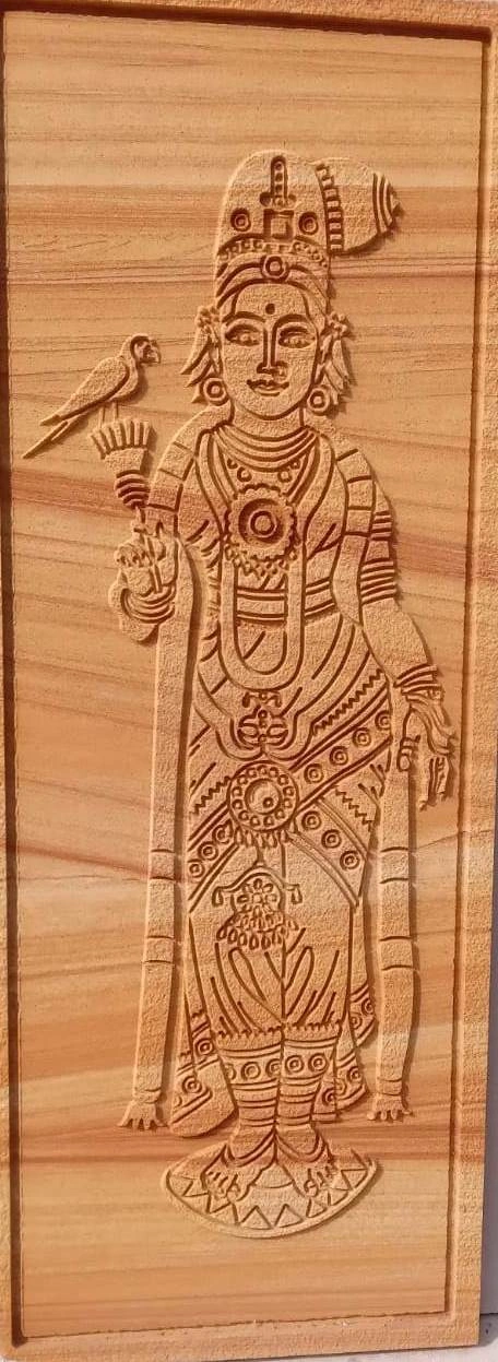 Engraved Standing Deity Stone Panel — OS-SM-107 Carved Murals