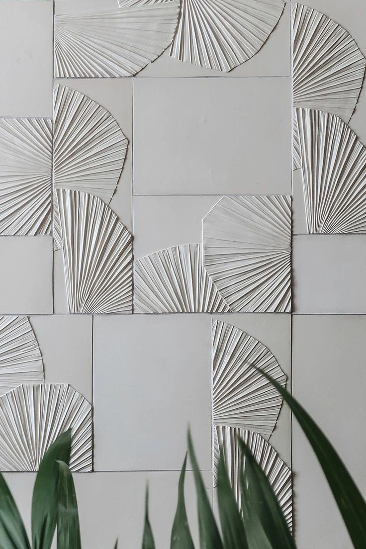 Fan Leaf Geometric Stone Wall Panel — OS-SM-074 Relief Panels