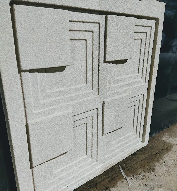 Four-Part Stepped Geometric Stone Relief — OS-SM-091 Relief Panels