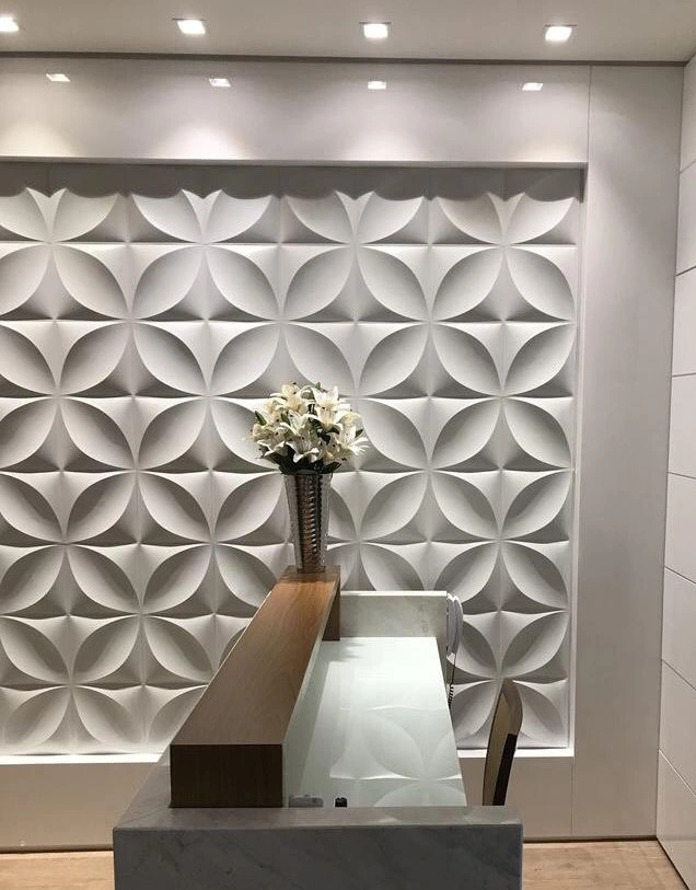 Four-Petal Geometric Stone Feature Wall — OS-SM-095 Relief Panels