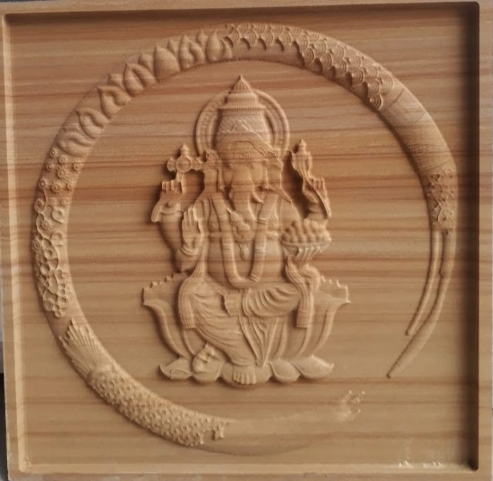 Ganesha within Circular Ornamental Frame Mural — OS-SM-078, view 3