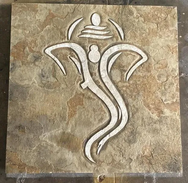 Minimal Ganesha Linework on Earthy Stone — OS-SM-176, view 2