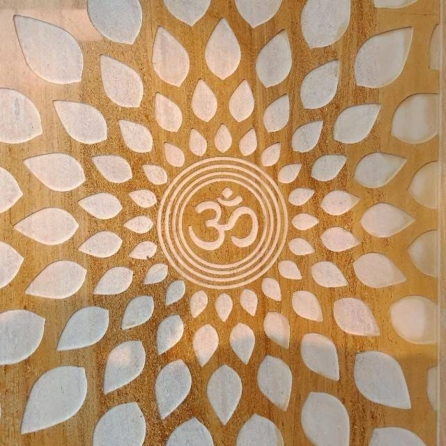Om Radiating Petal Stone Mural — OS-SM-032 Carved Murals