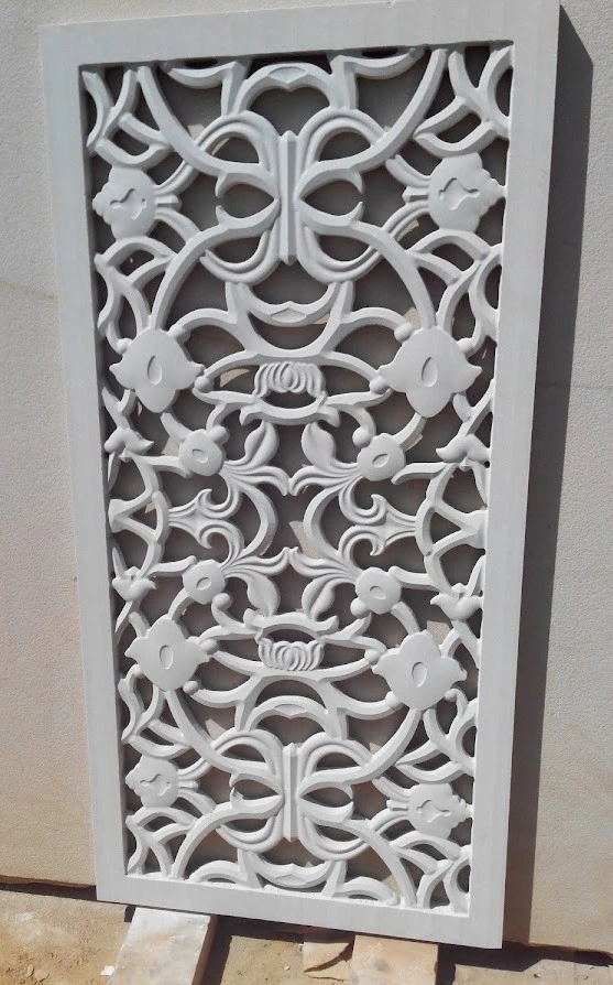 Ornamental Scroll Stone Jali Panel — OS-SM-063 Relief Panels