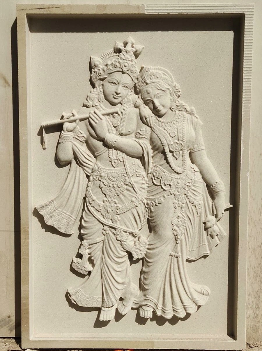 Radha Krishna Standing Stone Relief — OS-SM-017 Carved Murals