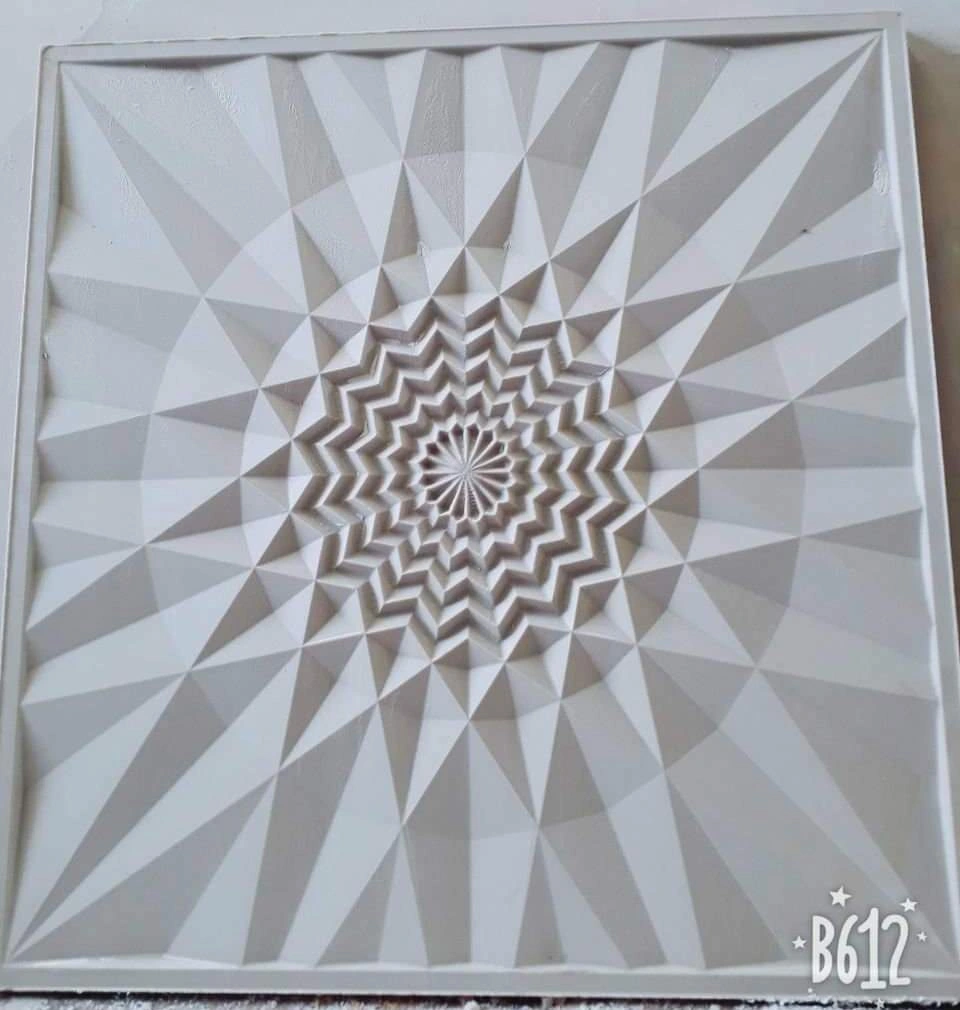 Radiating Faceted Star Stone Panel — OS-SM-048 Relief Panels