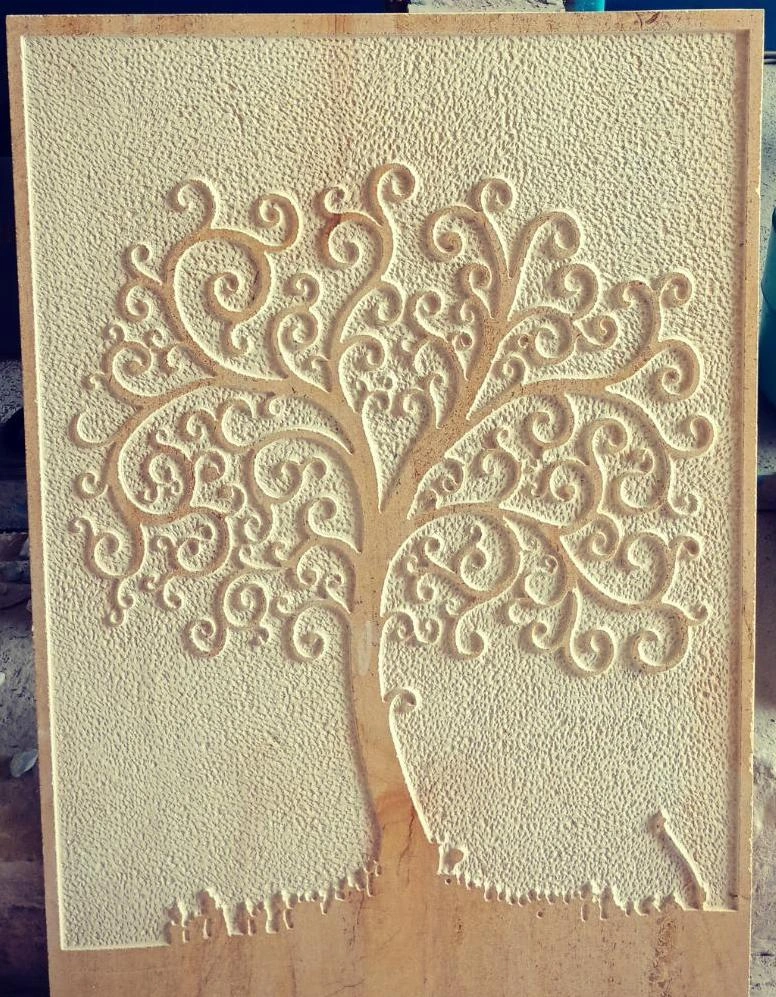 Spiral Branch Tree Stone Mural — OS-SM-030 Carved Murals