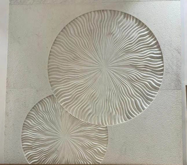 Twin Radiating Disc Stone Relief — OS-SM-102, view 2