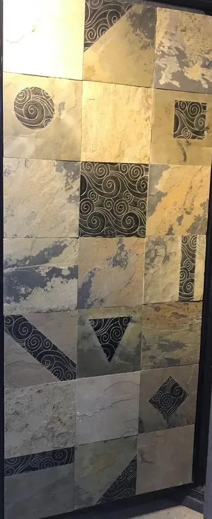 Warm Geometric Patchwork Stone Panel — OS-SM-167, view 2